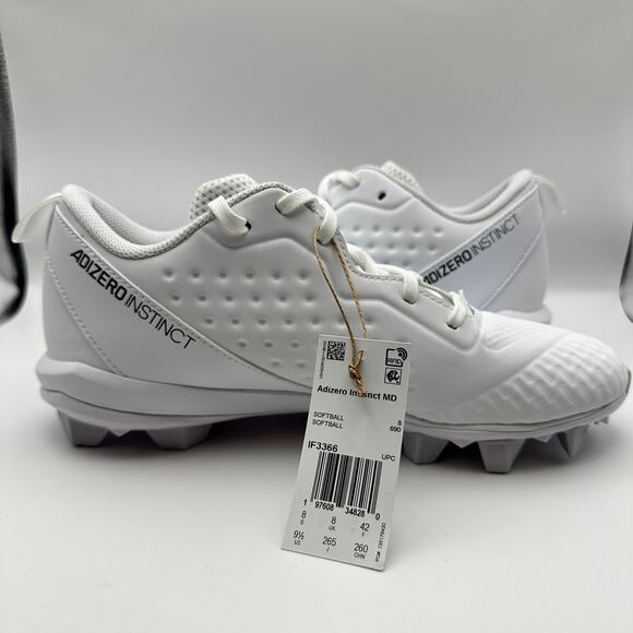 Adidas Adizero MD IF3366 Wms 9.5 White/Black Softball Cleats - Picture 5 of 9
